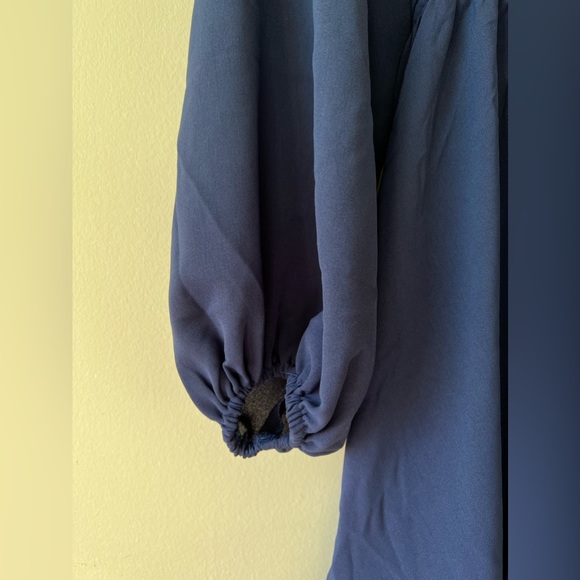 SHEIN Frenchy Knot Back Lantern Sleeve Ruffle Hem Dress - Picture 4 of 6